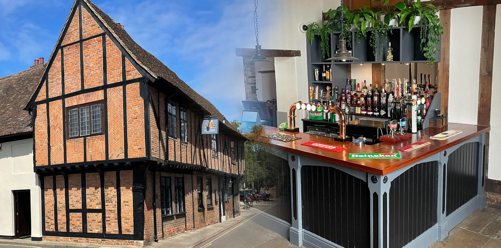 Fine food and drinks served in our unique timber framed 15th century tavern